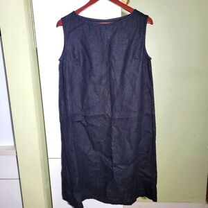 Fog Linen Work sleeveless shift tank tshirt midi dress black small